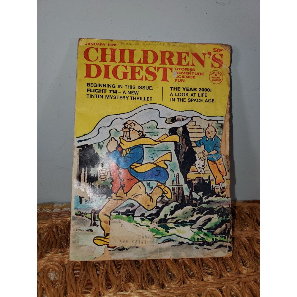Vintage Childrens Digest Magazine January 1970 Tintin Flight 714 Herge Space Age